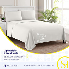 Sweet Home Collection sheets with built-in elastic corners stay in place all night.