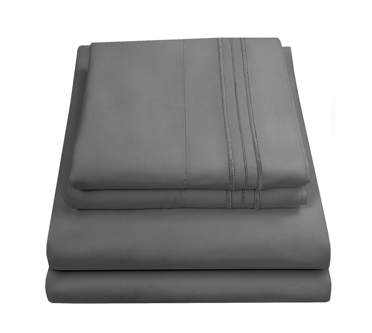 Sweet Home Collection full-size gray sheet set with built-in elastic corners for secure fit