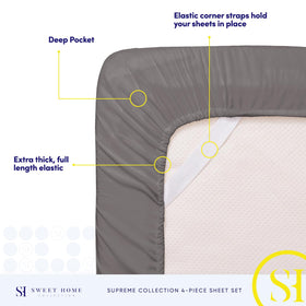 Gray king sheets on a bed for a calm, versatile look.