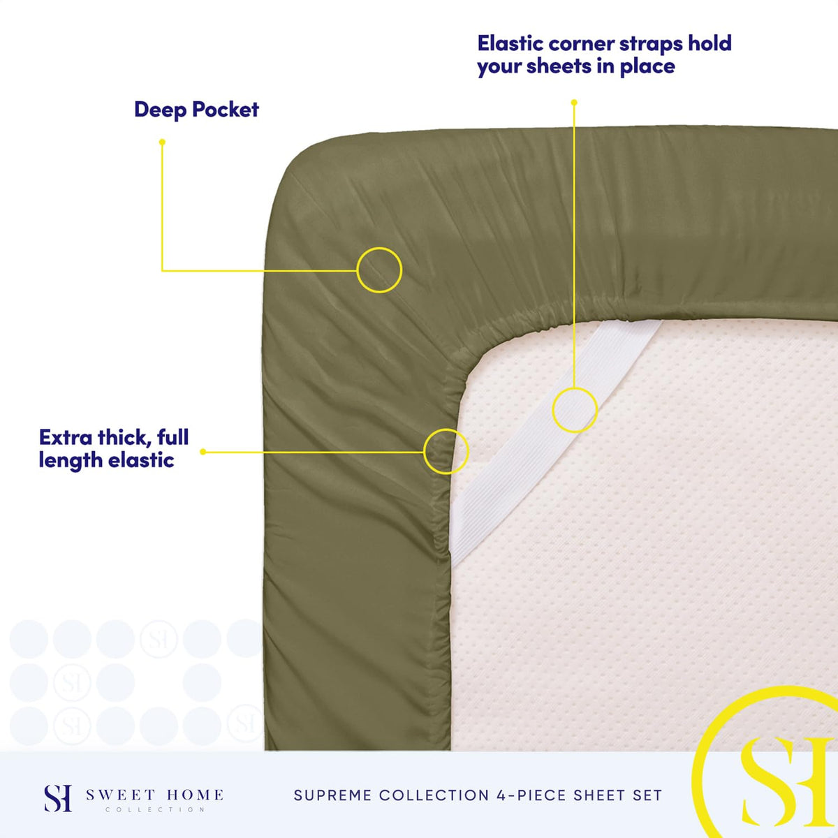 Sweet Home Collection olive color options highlighted for coordinating bedroom look.