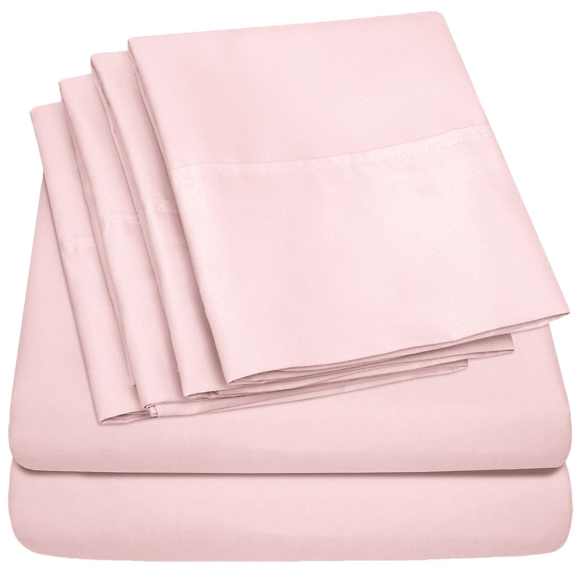 Sweet Home Collection queen sheets pale pink closeup of soft microfiber texture for comfort.