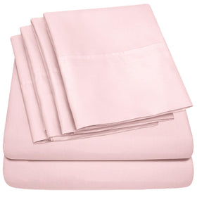 Sweet Home Collection queen sheets pale pink closeup of soft microfiber texture for comfort.