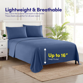 Sweet Home Collection denim blue sheets suit dorms, RVs, and bedrooms
