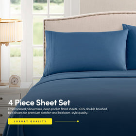 Sweet Home Collection pillowcases with elegant triple-line embroidery for a luxury look