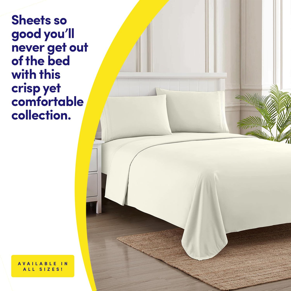 Sweet Home Collection stay-in-place fitted sheet demonstrates secure fit.
