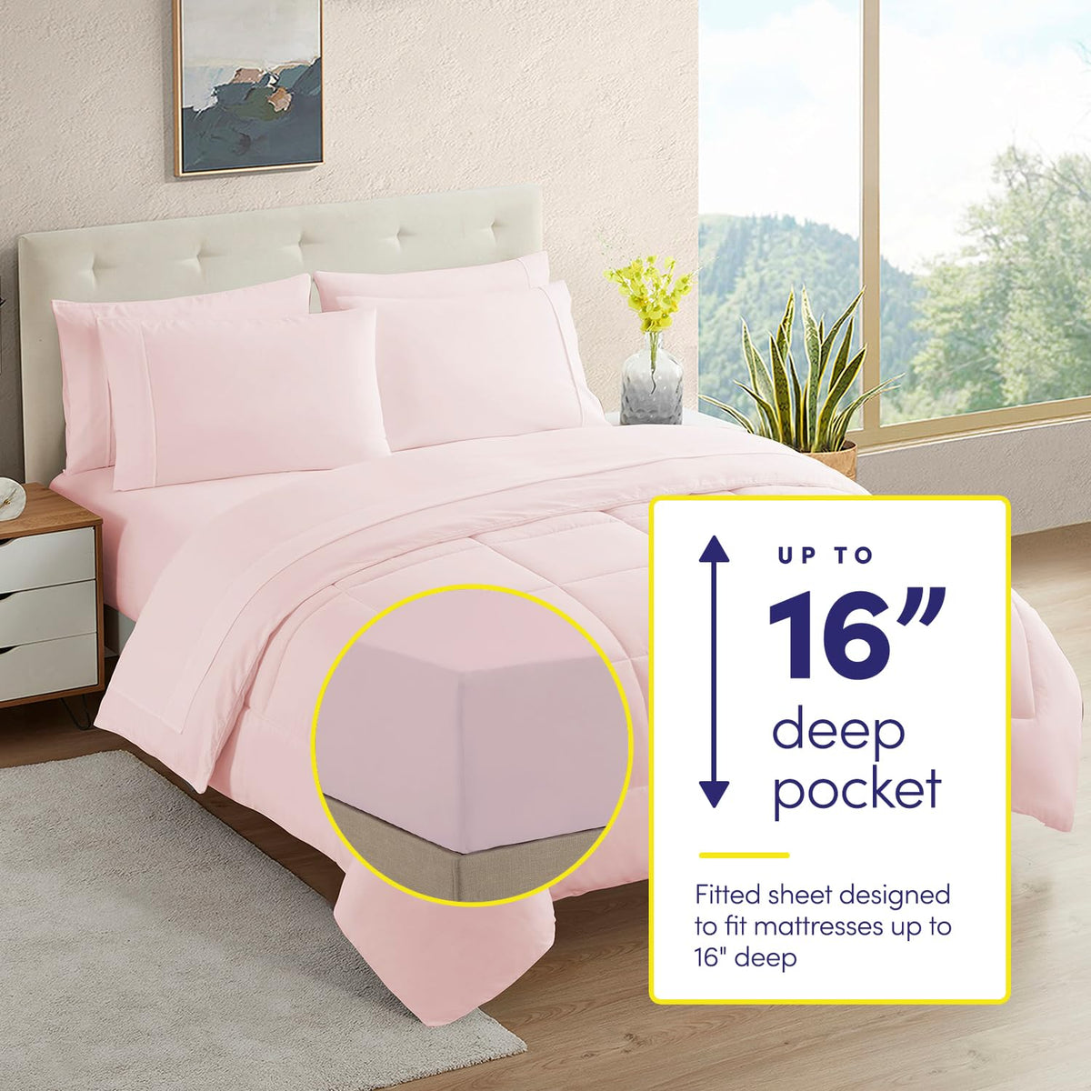 Stay-put fitted sheet from Sweet Home Collection securing deep mattress coverage