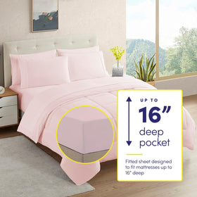 Stay-put fitted sheet from Sweet Home Collection securing deep mattress coverage
