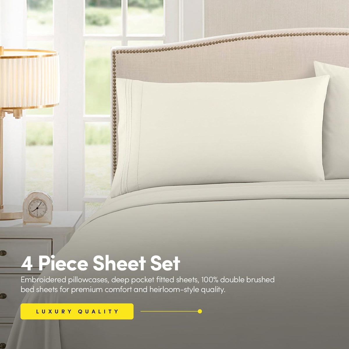 Sweet Home Collection triple-line embroidery pillowcases offer upscale look.