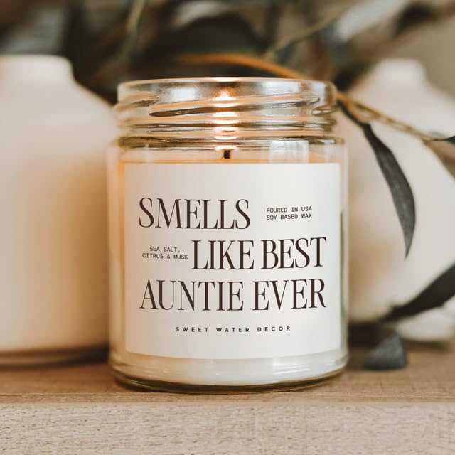 Sweet Water Decor candle highlighting 40+ hour burn time for evenings.