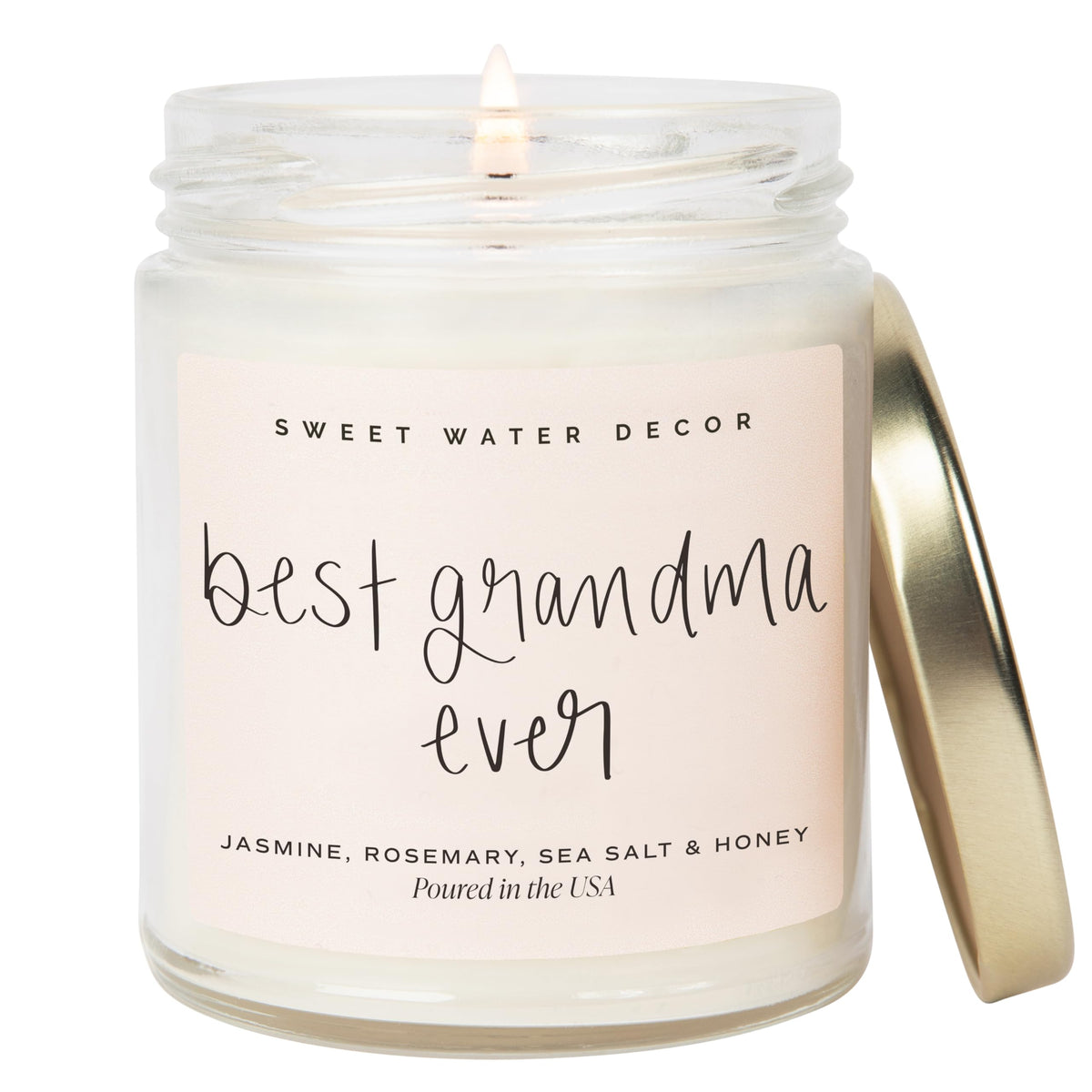 Sweet Water Decor Best Grandma Ever Candle in jar closeup for a cozy gift moment