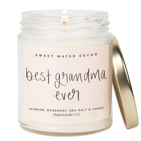 Sweet Water Decor Best Grandma Ever Candle in jar closeup for a cozy gift moment