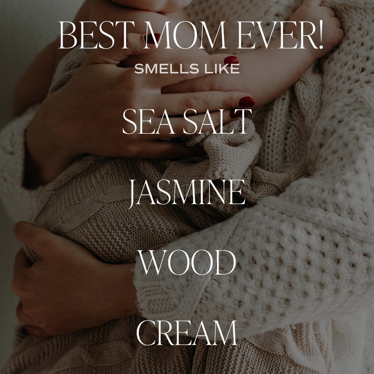 Sweet Water Decor Best Mom Ever candle with wood lid closeup showing natural design.