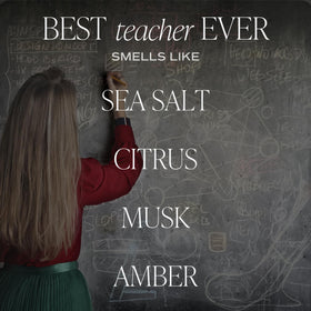 Sweet Water Decor Best Teacher Ever candle with gold lid adds elegant classroom decor.