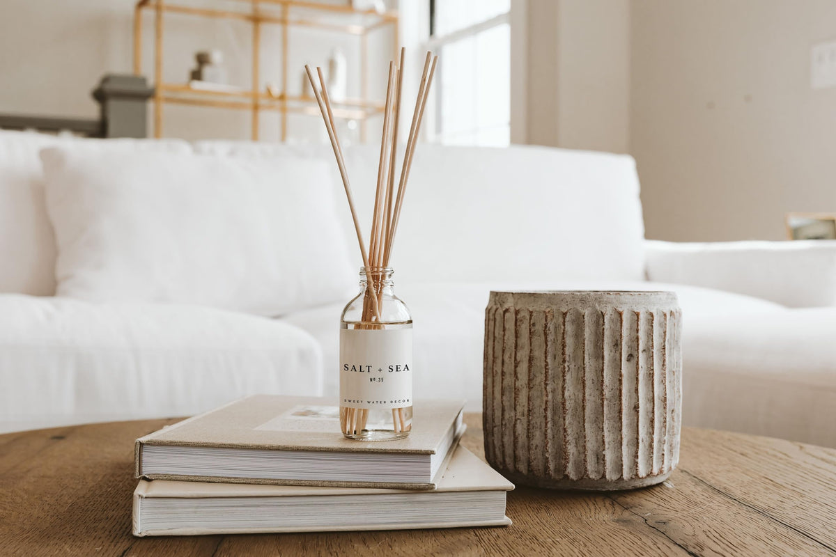 Sweet Water Decor compact bathroom diffuser sits neatly on a countertop