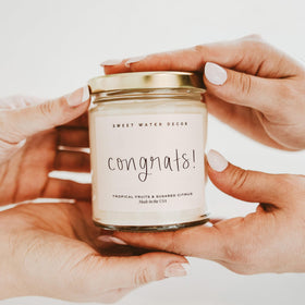 Sweet Water Decor Congrats candle gift-ready packaging ideal for milestones
