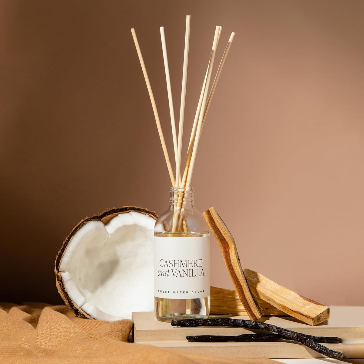Bedroom ambiance enhanced by Sweet Water Decor diffuser’s cashmere vanilla notes.