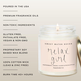 Sweet Water Decor Relax Girl label close-up shows branding.