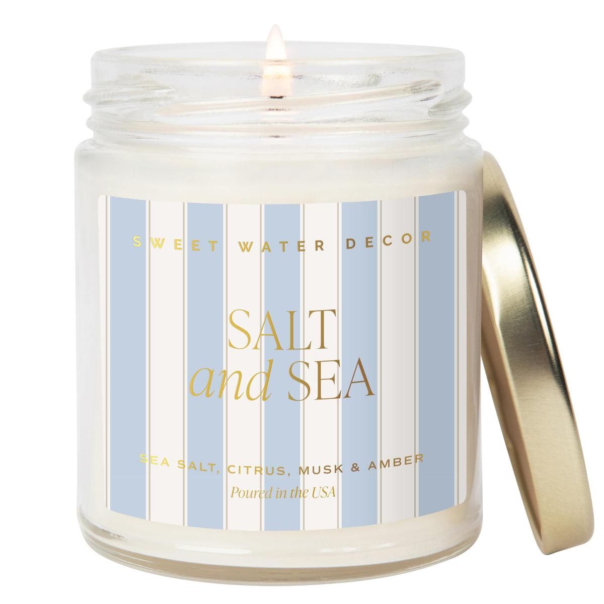 Sweet Water Decor salt-sea patterned candle jar for coastal ambiance