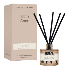 Sweet Water Decor Salt and Sea diffuser bottle enhances any room with a soft, lasting scent.