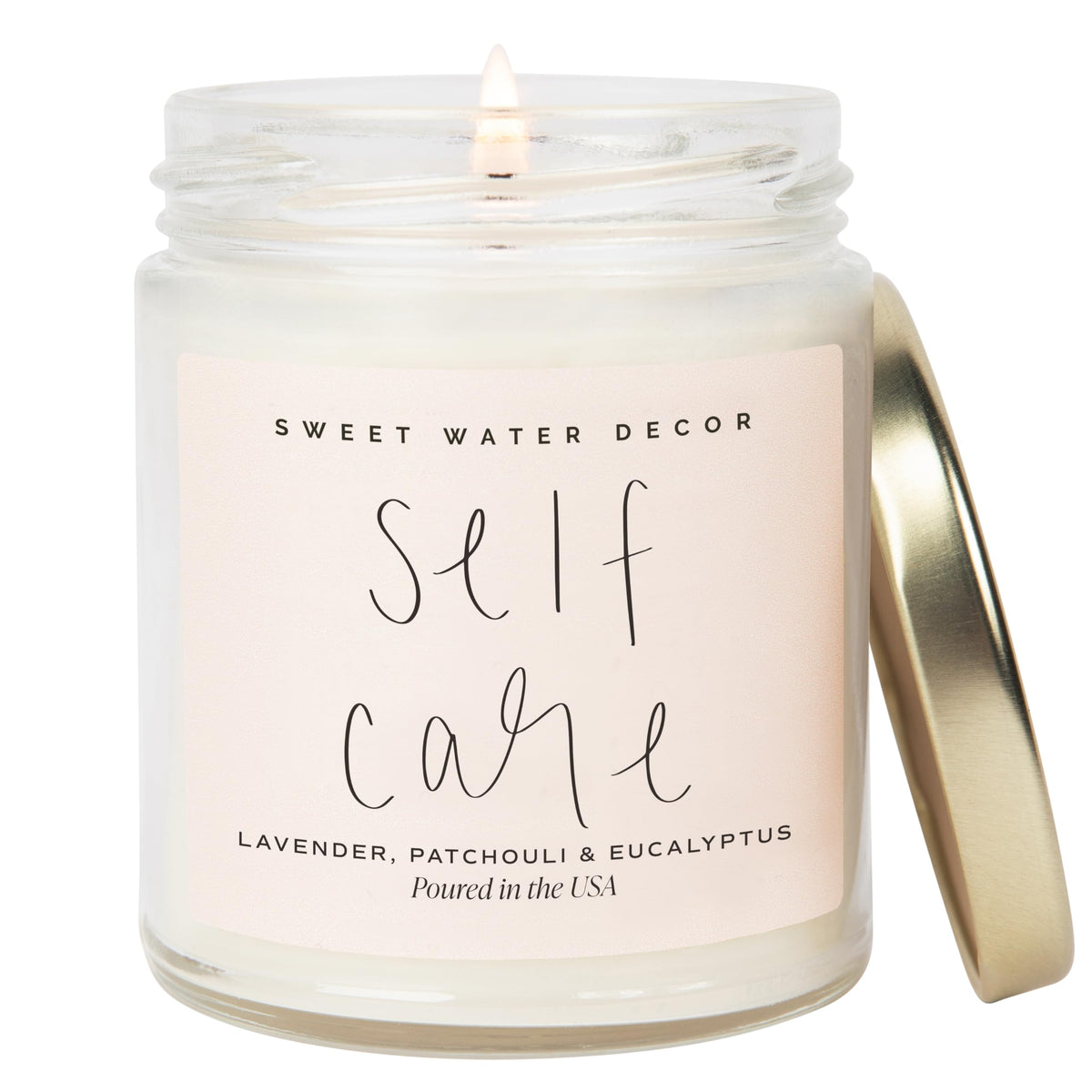 Sweet Water Decor self-care candle in a 9oz jar enhances relaxation and cozy ambience