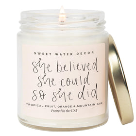 Sweet Water Decor quote candle jar with gold lid; inspirational décor for any room.
