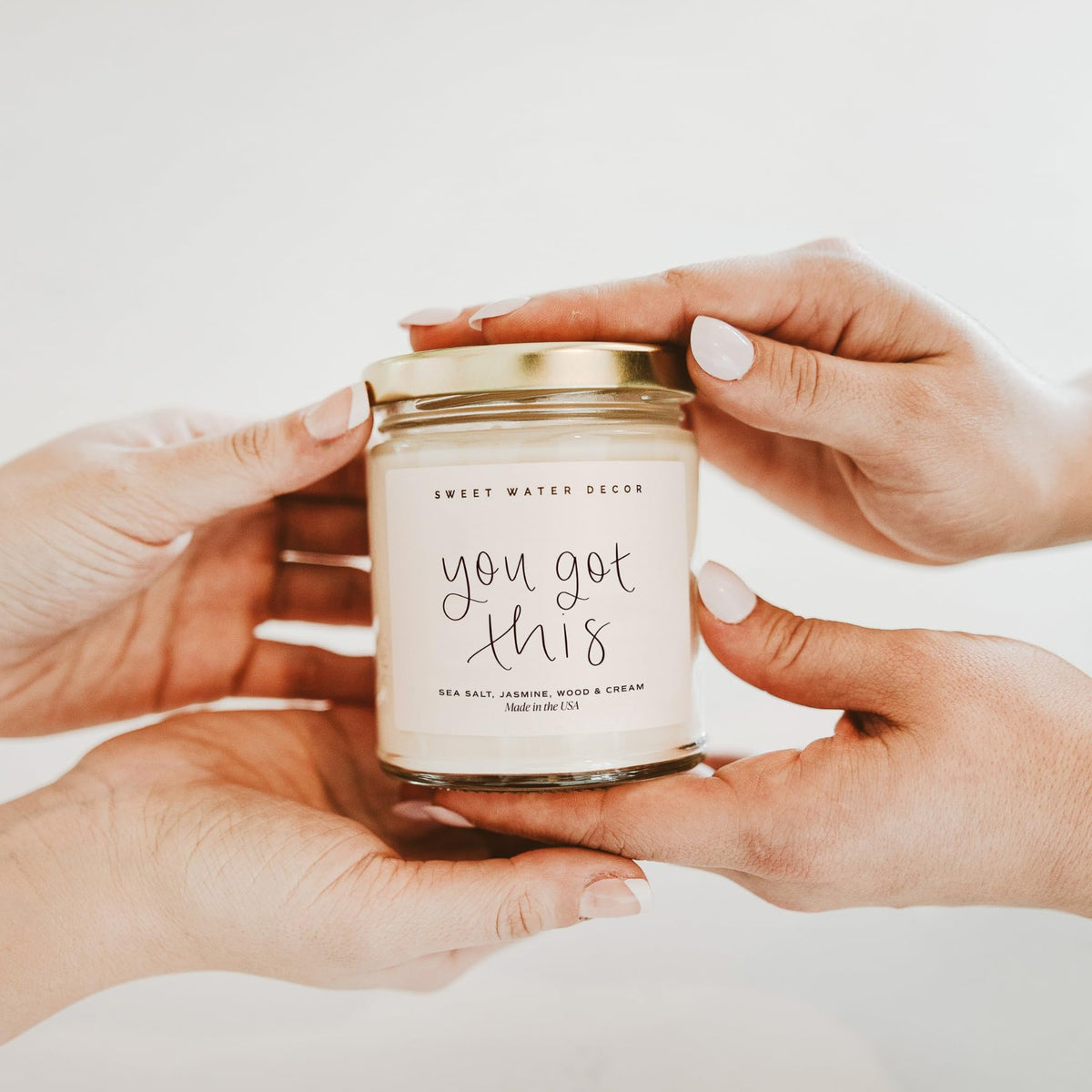Sweet Water Decor You Got This candle fragrance hints sea salt and jasmine.