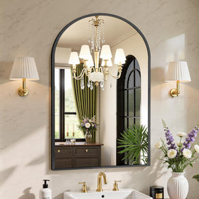 Sweetcrispy 24x36 arched mirror with brushed aluminum frame for stylish bathrooms