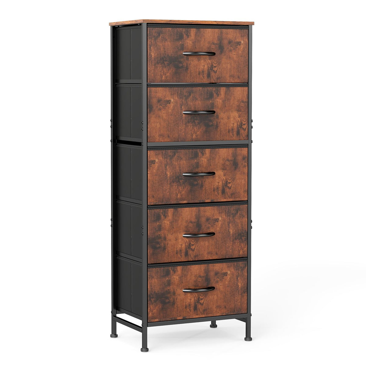 Sweetcrispy 5-drawer dresser with steel frame and wood top for sturdy storage