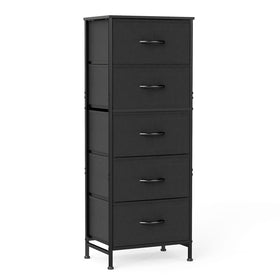 Sweetcrispy 5-drawer dresser with wood top, sturdy surface for lamp and decor