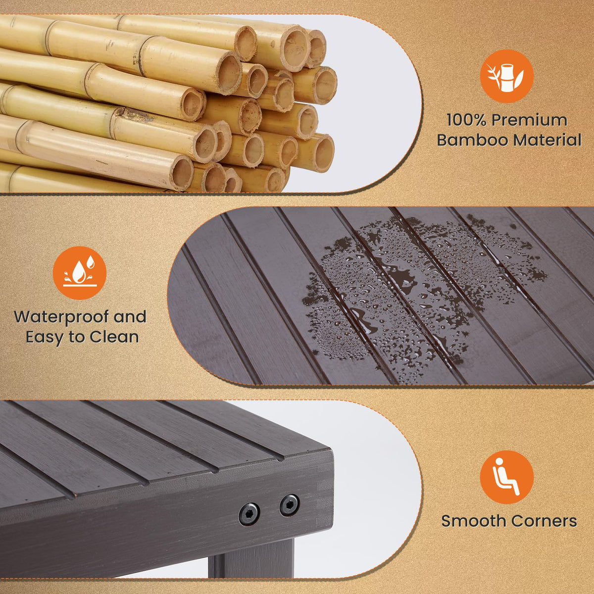 Sweetcrispy bamboo shoe rack bench side view highlighting durable finish
