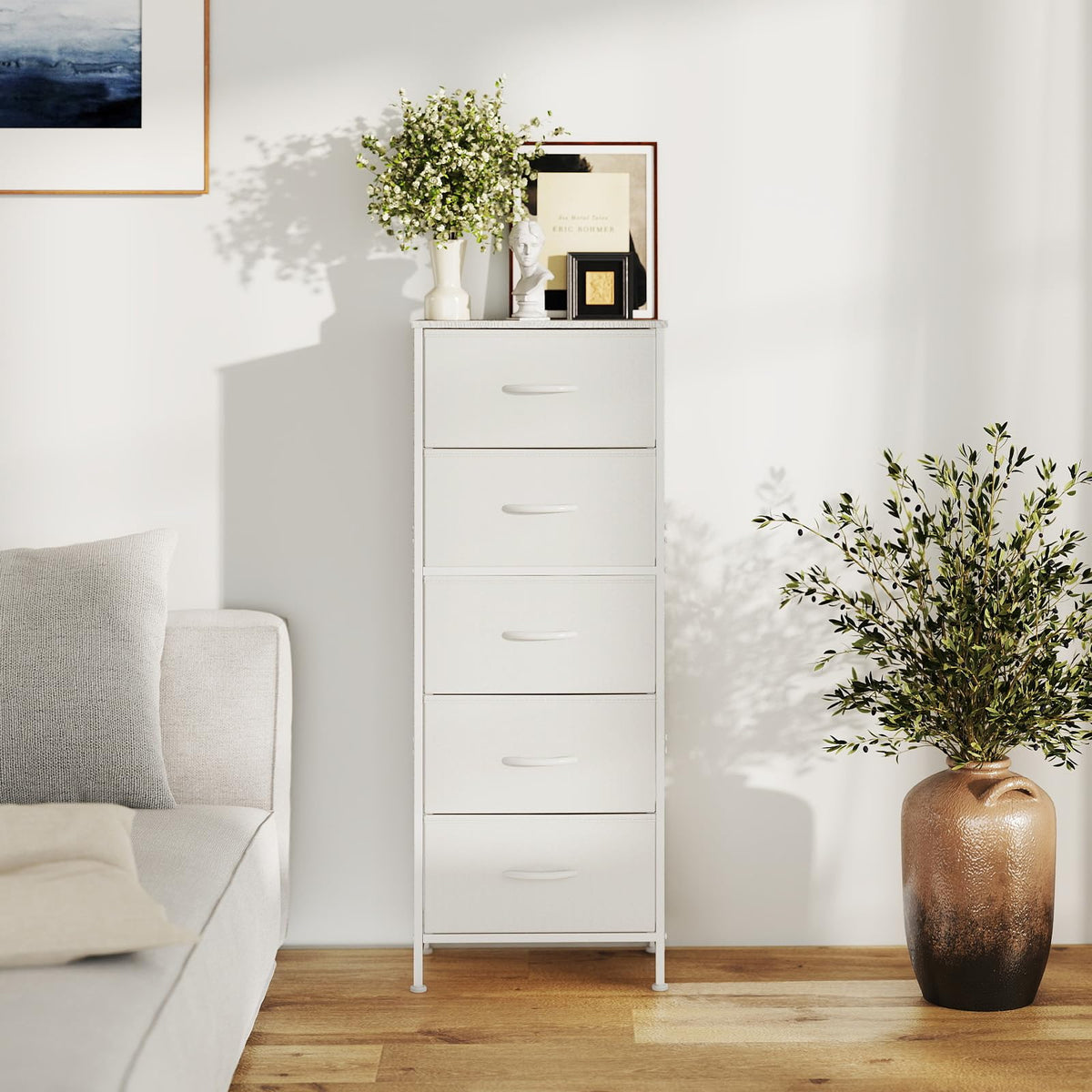 Sweetcrispy dresser front view in white finish complements multiple decor styles.