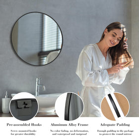 Sweetcrispy easy-install mirror with pre-installed hanging hardware for quick mounting.