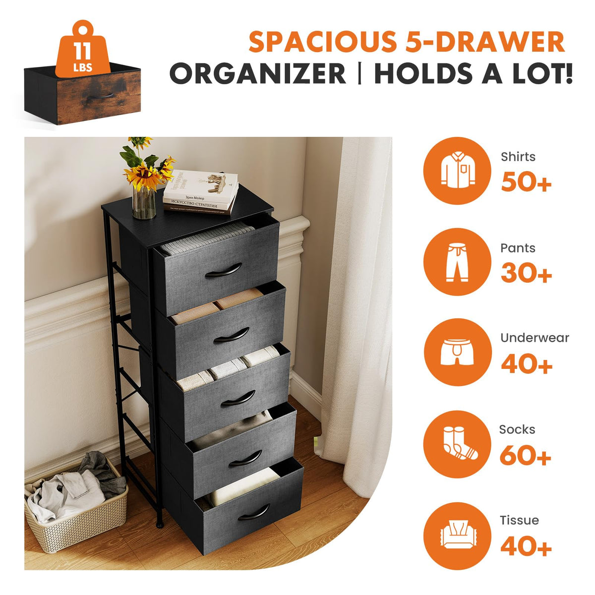 Sweetcrispy fabric drawers close-up highlighting soft texture and sturdy handles.
