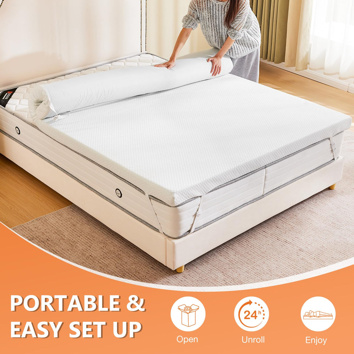 Gel-infused cooling layer visible to promote cooler sleep
