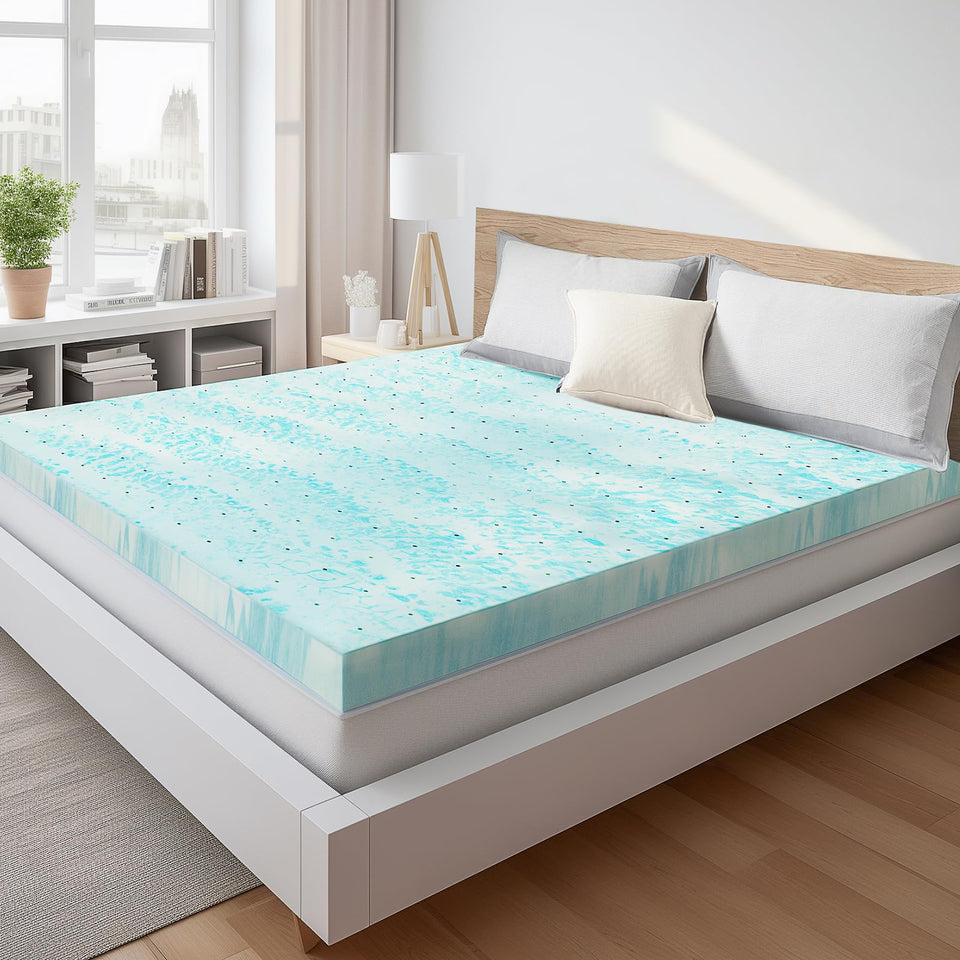 Sweetcrispy memory foam topper full-size with gel cooling for cooler sleep.