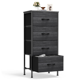 Sweetcrispy nightstand with four fabric drawers, front view showing organized bedside storage.
