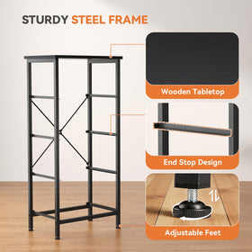 Sweetcrispy nightstand in black wood grain, side view emphasizing sturdy frame and storage.