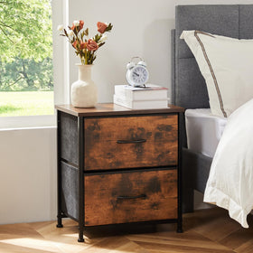 Sweetcrispy nightstand with fabric drawers for hidden essentials