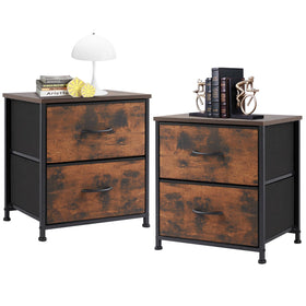 Sweetcrispy nightstand set with wooden top for organized bedside storage