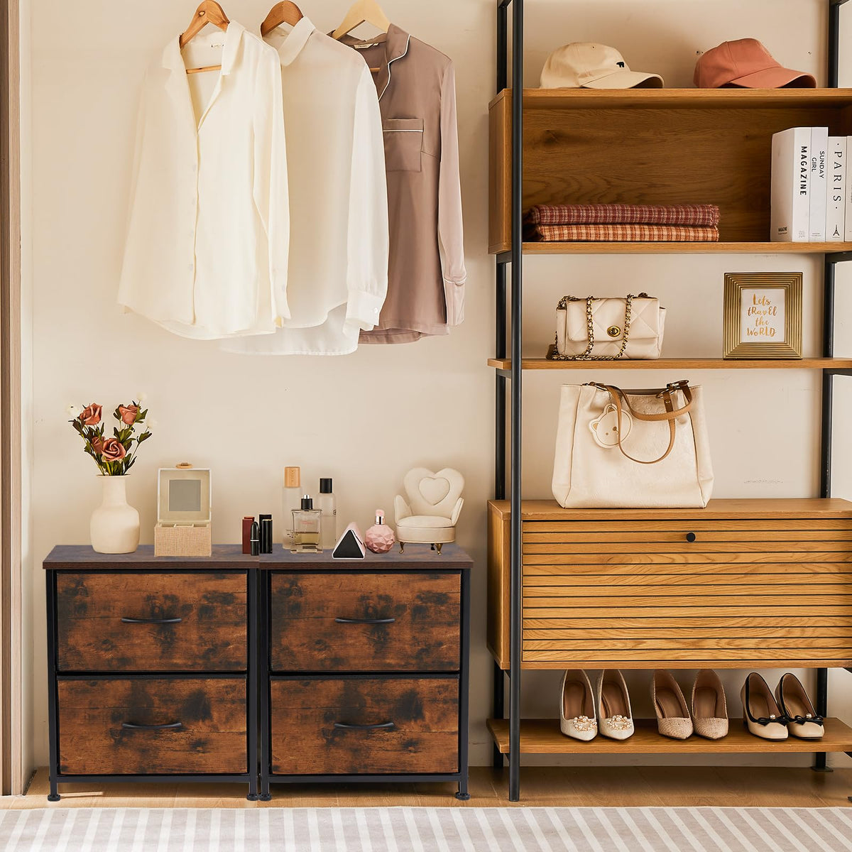Sweetcrispy nightstand features easy-pull handles for smooth operation