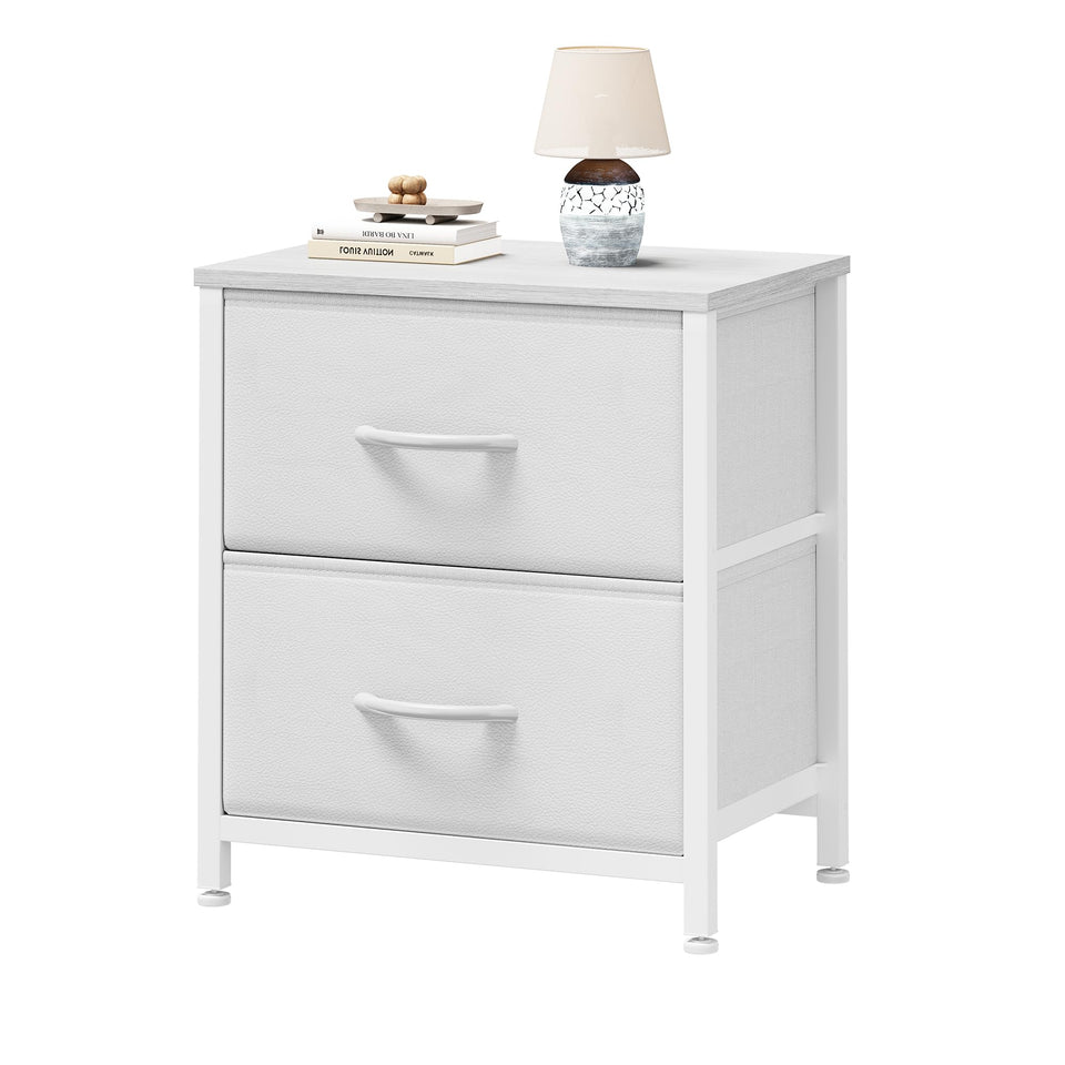 Sweetcrispy nightstand with two fabric drawers for organized bedside storage.