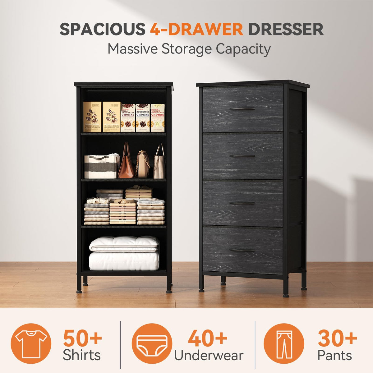 Sweetcrispy nightstand wood top closeup highlighting durable surface for lamps and devices.