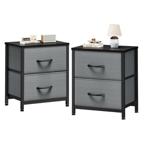 Sweetcrispy nightstand with wood top and fabric drawers for stylish bedroom storage