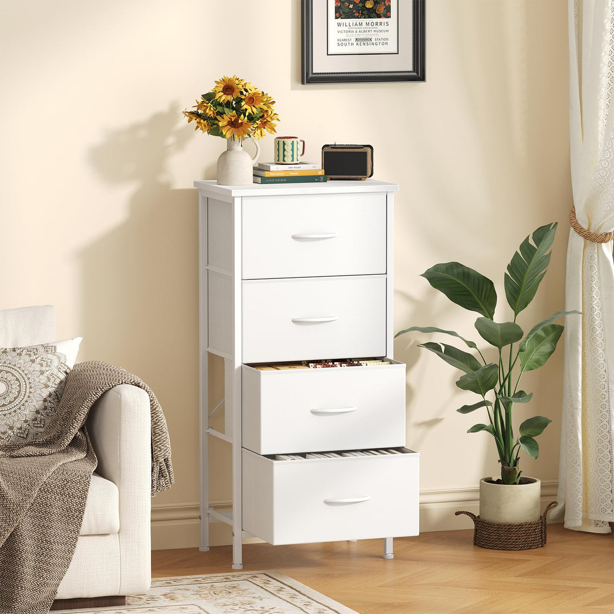 Sweetcrispy nightstand with wooden top provides sturdy surface for lamps