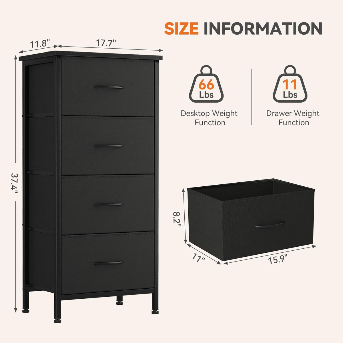 Sweetcrispy removable fabric drawers for easy cleaning and flexible storage.