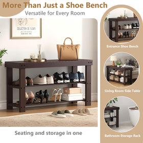 Sweetcrispy shoe rack bench 3-tier detail emphasizes shelves and top surface