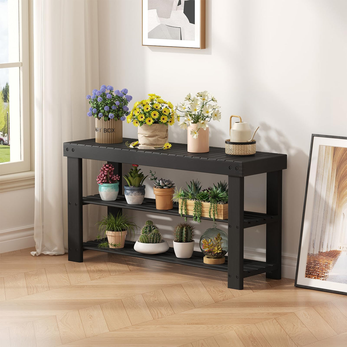 Sweetcrispy Shoe Rack Bench entryway setup demonstrating clutter-free foyer