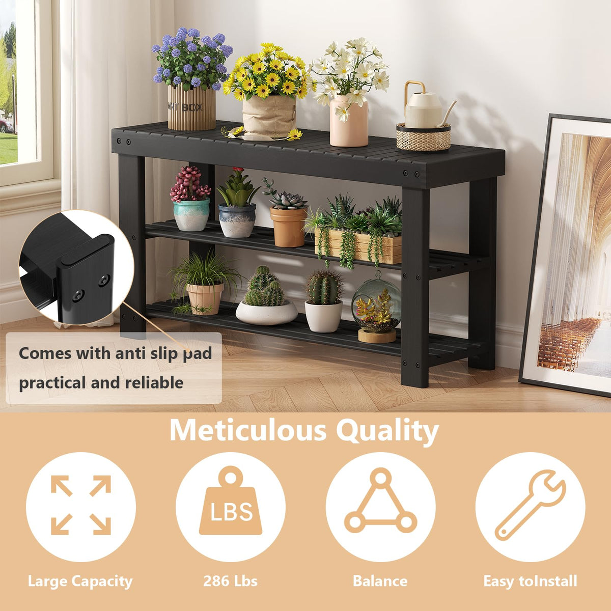 Sweetcrispy Shoe Rack Bench storage capacity illustrating shoe organization