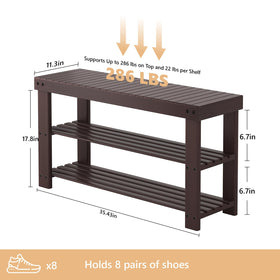 Sweetcrispy shoe rack bench side view highlighting bamboo construction and sturdy profile