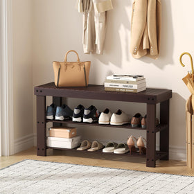 Sweetcrispy shoe rack bench with shoes illustrates practical organization